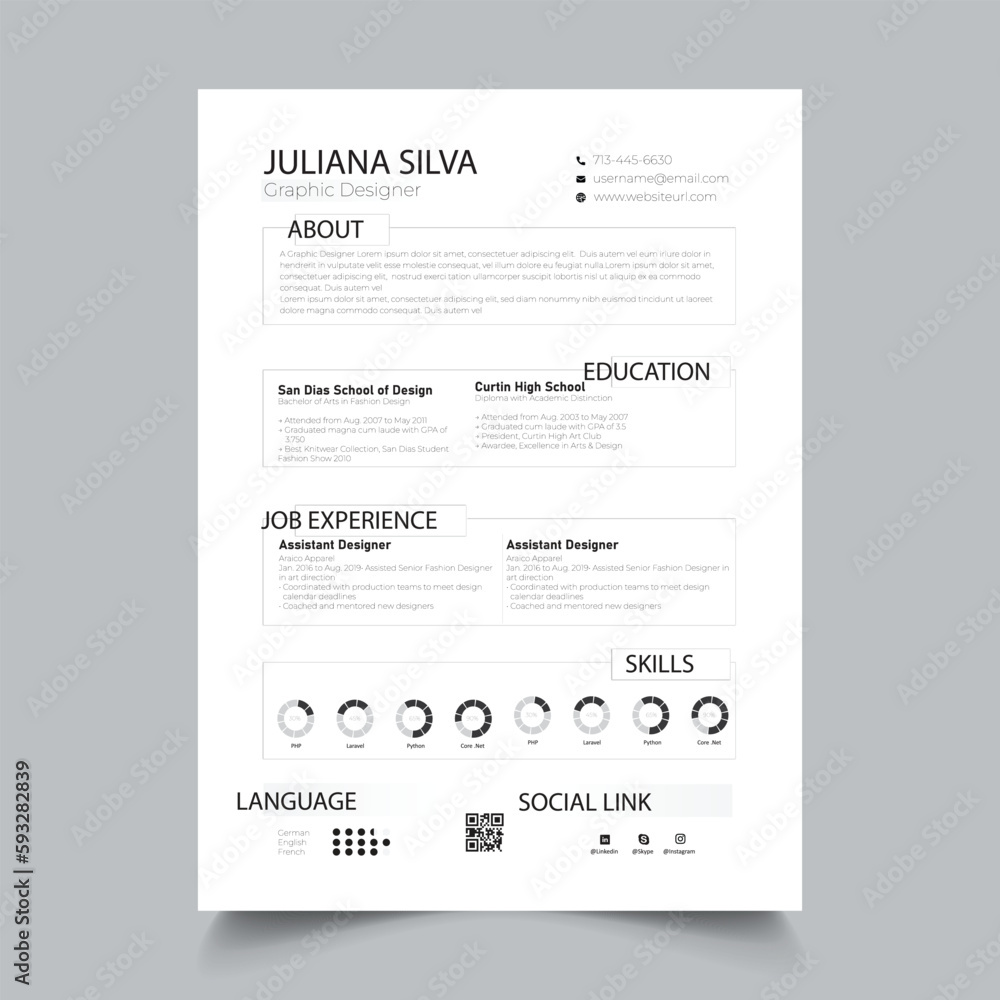 Professional Resume cv Layout template
