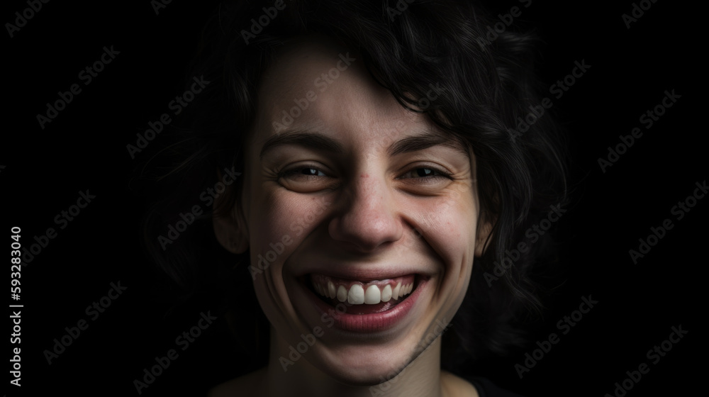 portrait of a person, girl smiling broadly expresses joy and happiness. Generative AI Art Illustration portrait of a person, girl smiling broadly expresses joy and happiness. Generative AI Art Illustration