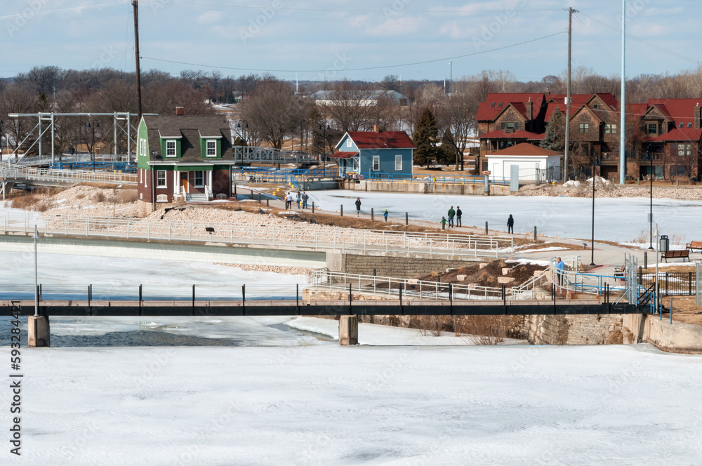 Fox River Lock At De Pere, Wisconsin, In Winter