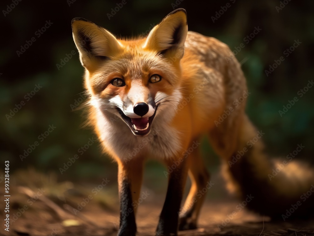 Fototapeta premium A playful fox caught in a moment of pure joy