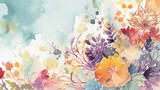 Watercolor natural floral background. Illustration AI Generative.