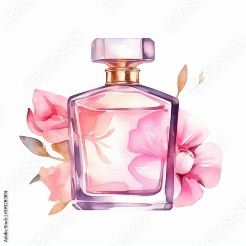 Watercolor perfume. Illustration AI Generative