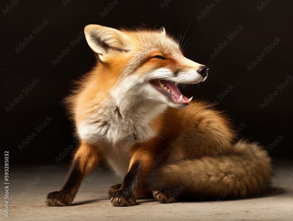 Fototapeta premium A playful fox caught in a moment of pure joy