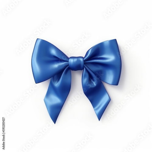 Blue isolated bow. Illustration AI Generative.