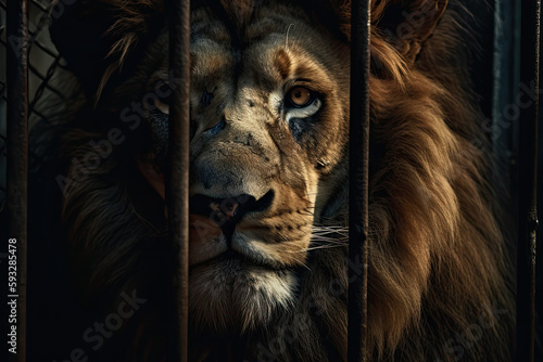 Lion in cage  ai generative image