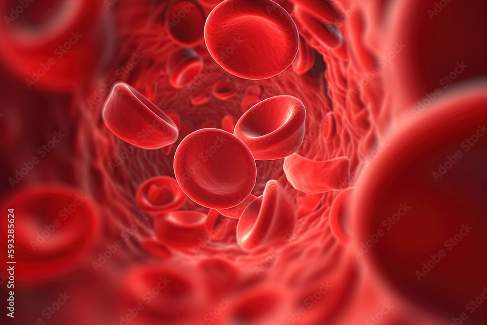 Hemoglobin flows in blood vessels. AI technology generated image Hemoglobin flows in blood vessels. AI technology generated image