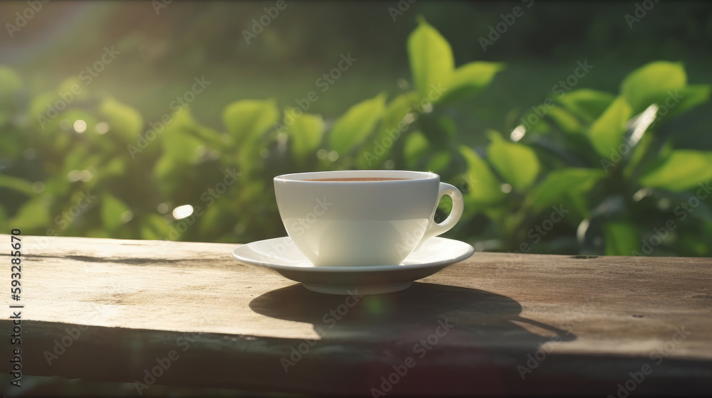 Tea cup on natural background. Illustration AI Generative. Tea cup on natural background. Illustration AI Generative.