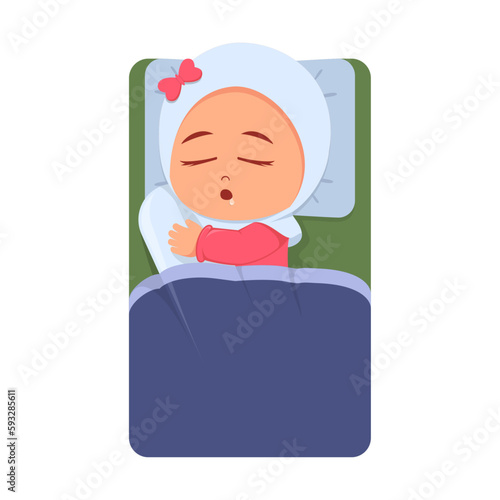 Cute girl sleeping soundly hugging a bolster