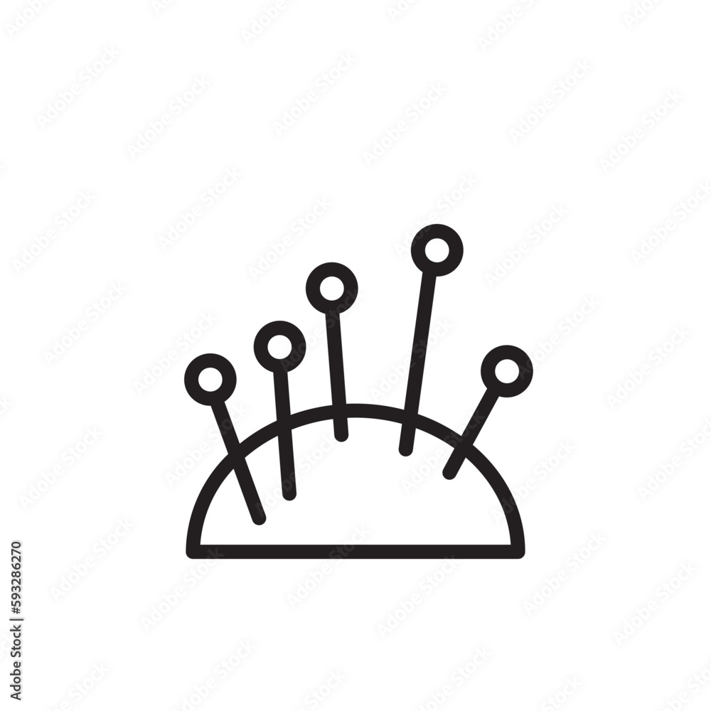 Sewing Style Pin Outline Icon