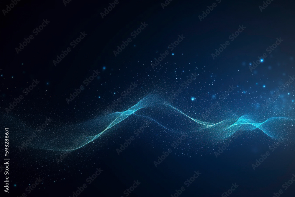 Blue Dot Line Technology Network Background. AI technology generated image