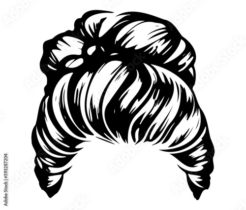 Messy bun hairstyles illustration of business hairstyle with natural long hair