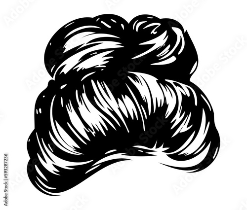 Messy bun hairstyles illustration of business hairstyle with natural long hair