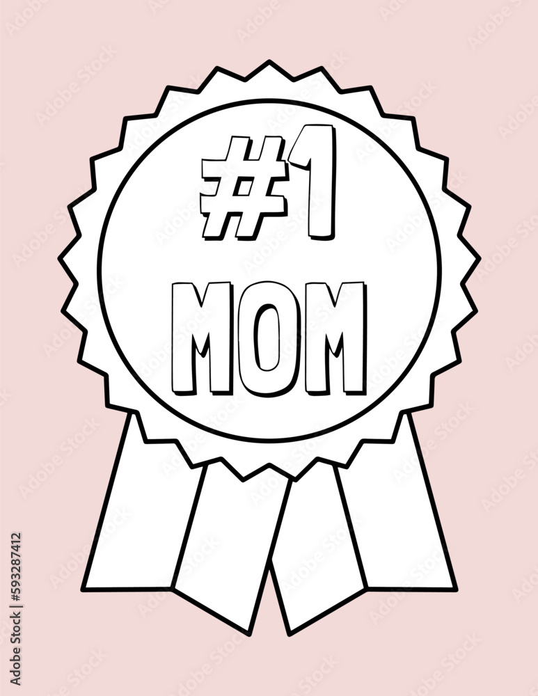 Mothers Day Coloring Page, Happy Mothers Day, Greeting Card Vector ...