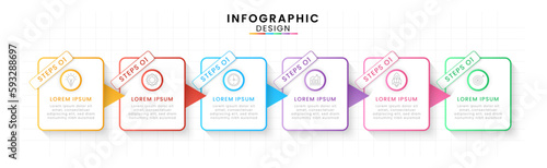 Infographic template for business. Timeline concept with 6 step.