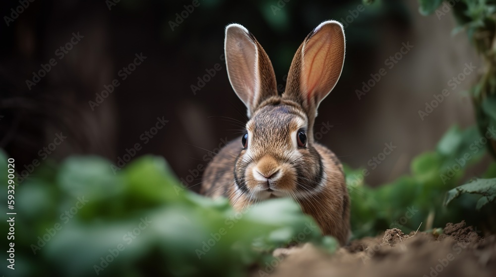 Fototapeta premium Mini Rex Bunny - Exploring the Outdoors!