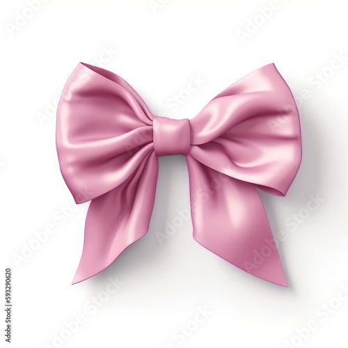 Pink Isolated bow. Illustration AI Generative.