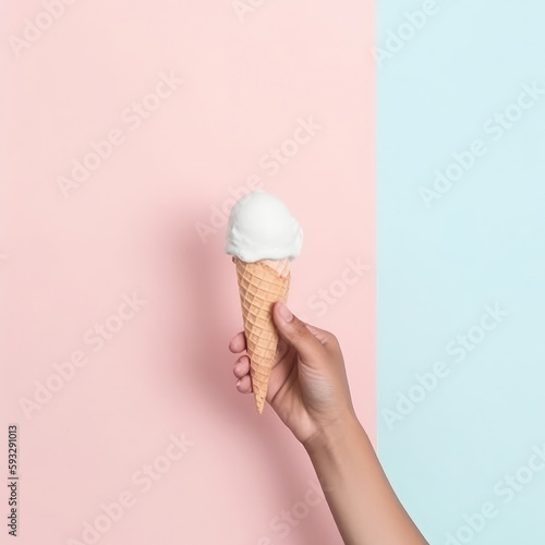 Ice cream in hand. Illustration AI Generative.