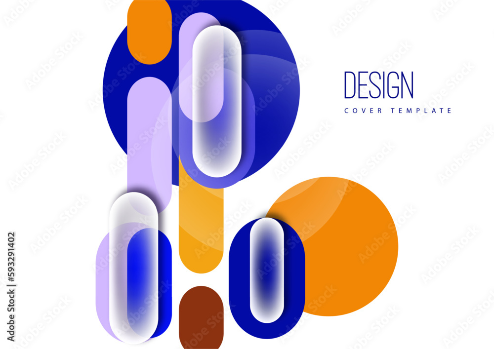 Overlapping geometric shapes and circles. Stylish trendy techno design background for business or technology presentations, internet posters or web brochure covers. Vector