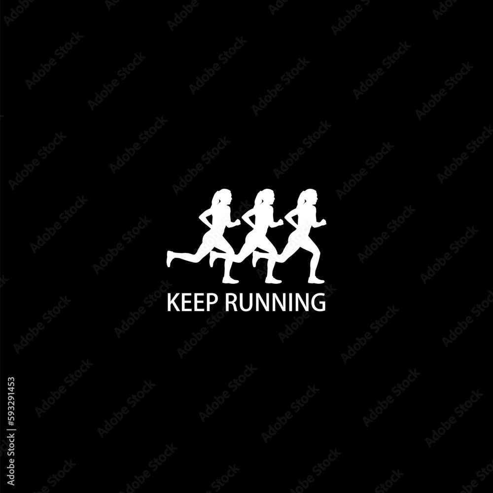 Keep running banner icon isolated on dark background Keep running banner icon isolated on dark background