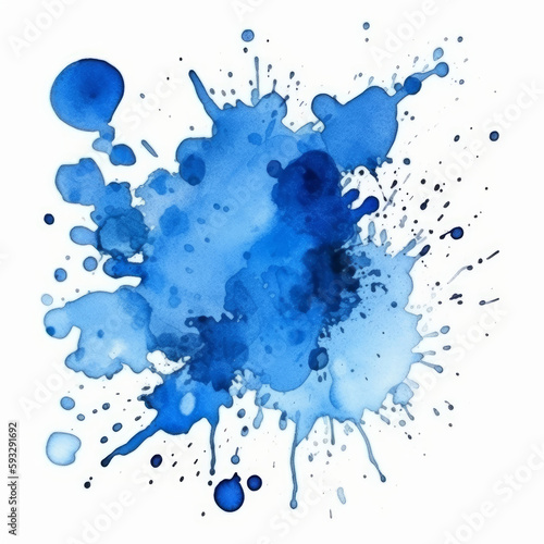 Blue watercolor splash. Illustration AI Generative.