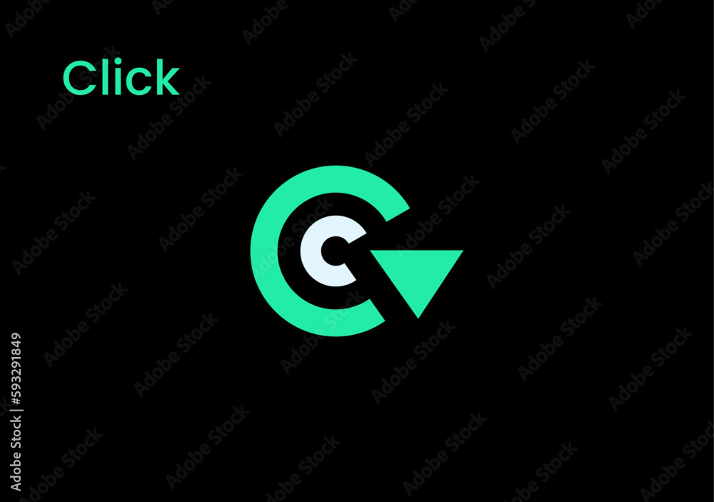 Fototapeta premium monogram letter C with cursor click symbol