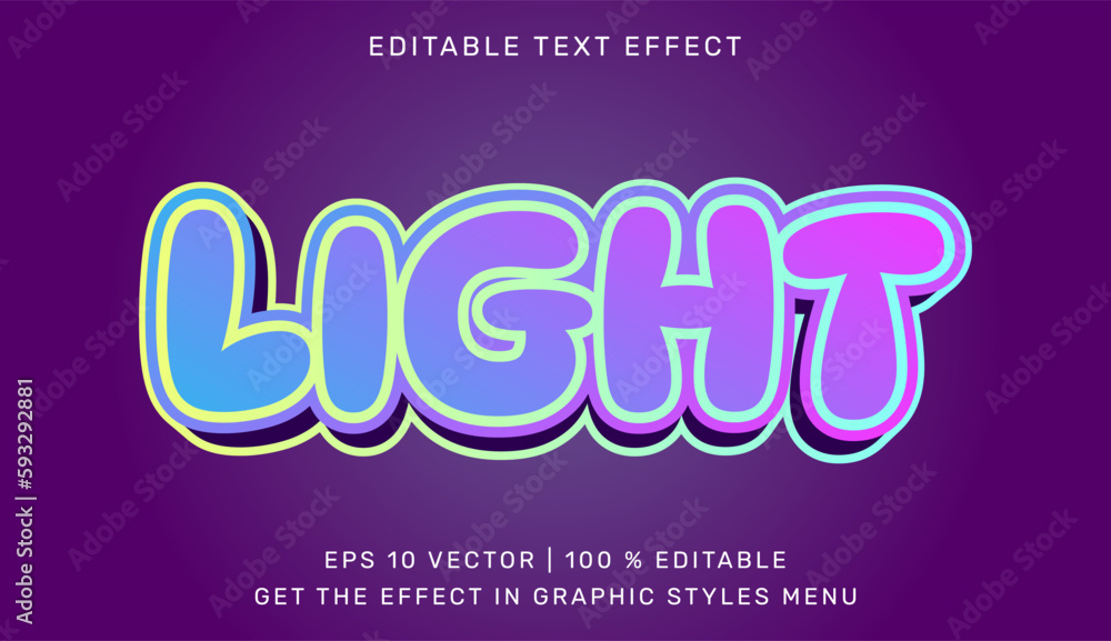 Light 3d editable text effect template