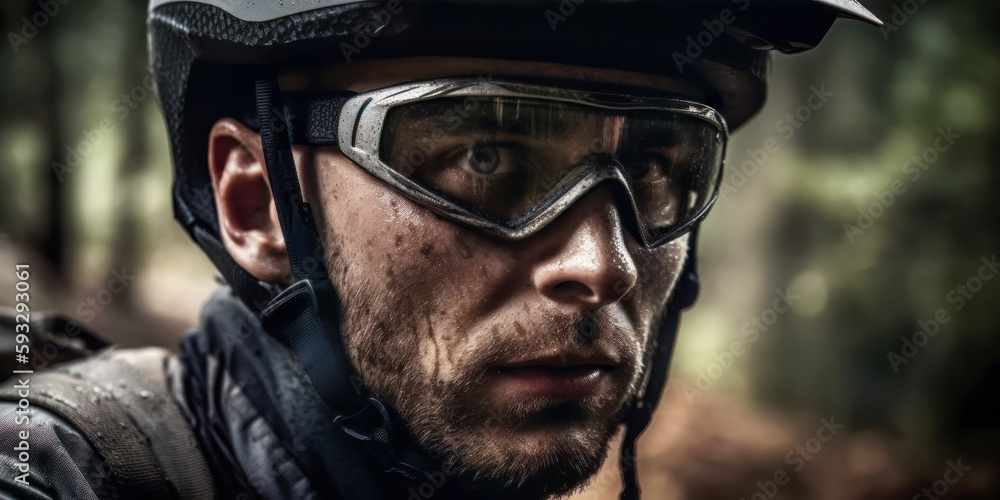 Mountainbiker Mountainbiking im Wald Trail Sommer Winter Illustration Digital Art Generative AI Hintergrund Sport Leistung Action Mountainbiker Mountainbiking im Wald Trail Sommer Winter Illustration Digital Art Generative AI Hintergrund Sport Leistung Action