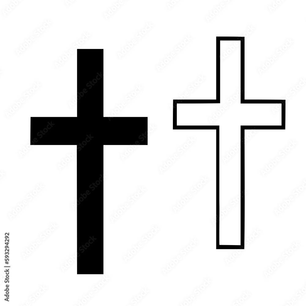Christian religion cross symbol icon.