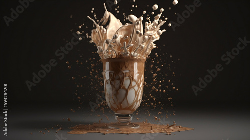 Coffee splash,  liquid splash,  coffee lover cream lover, milkshake explosion , generative IA, IA , generative,   