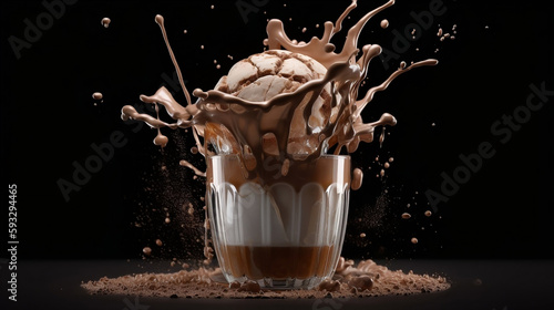 Coffee splash,  liquid splash,  coffee lover cream lover, milkshake explosion , generative IA, IA , generative,   