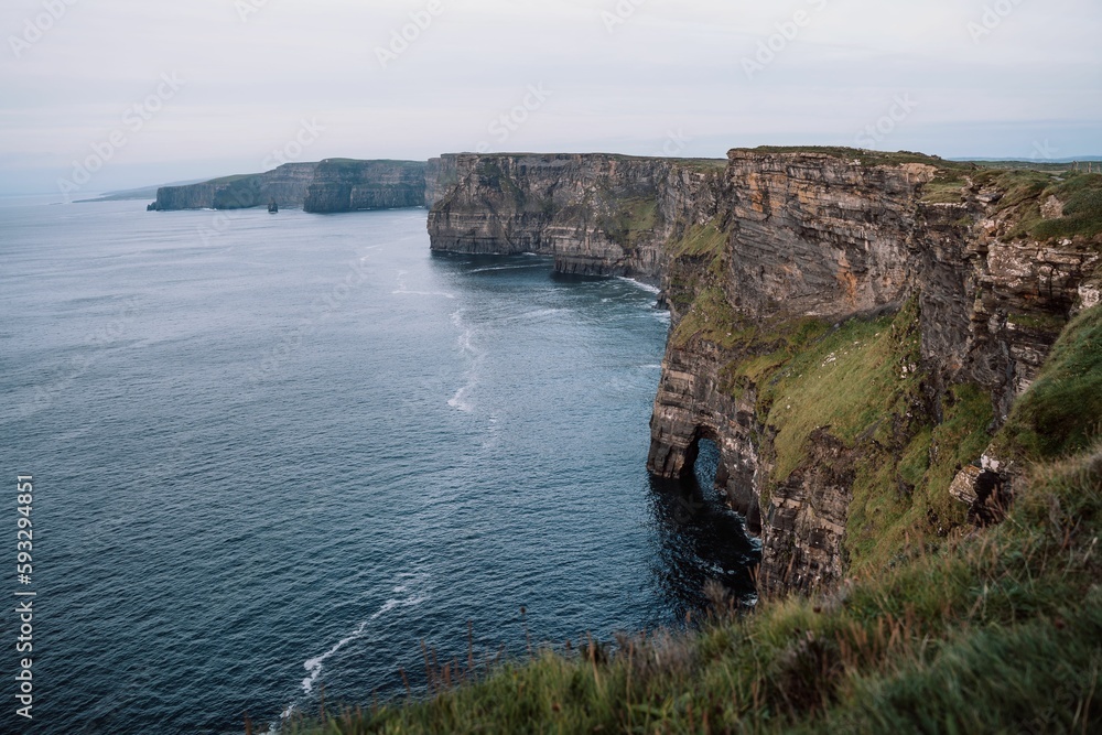 Beautiful seascape with the rocky Cliffs of Moher at the shore, Ireland