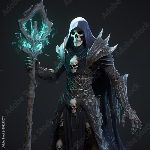 Skeleton dark mage ,  game character game personnage , generative IA, IA , generative,   