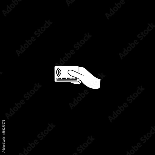 Payment by card, Contactless card payment icon isolated on dark background