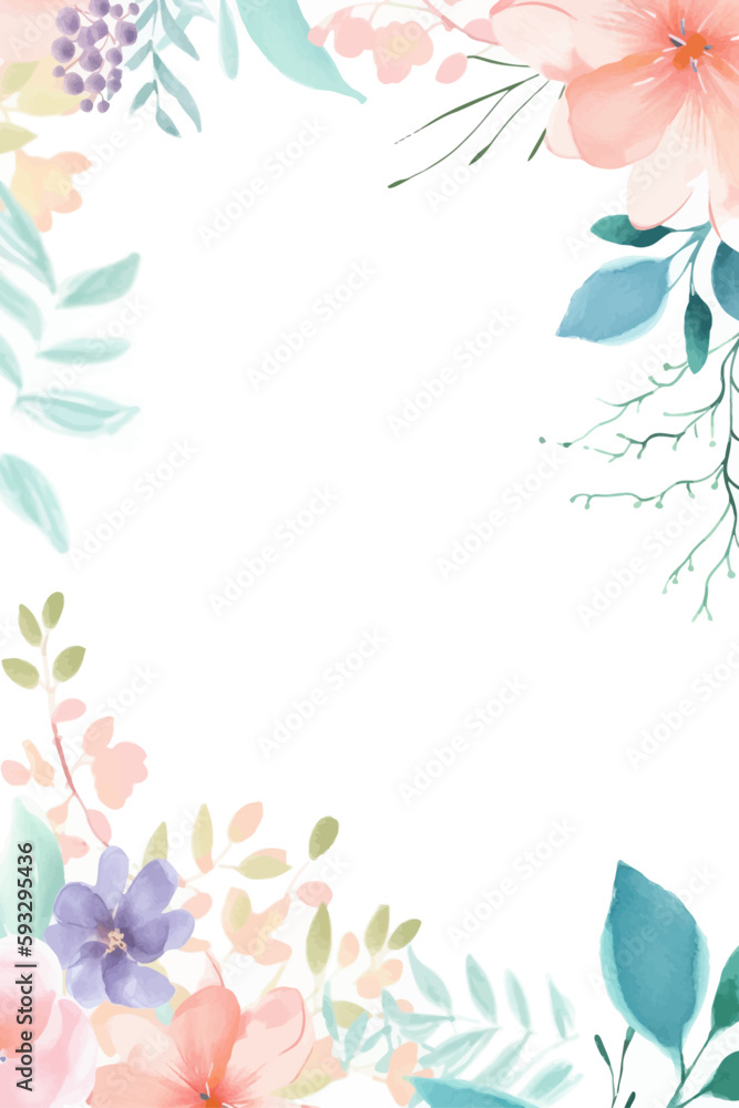 Vector gift card for mother's day. Illustration with flowers in soft pastel colors with copy space.