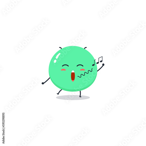 Cute cartoon alien character emoji and expression with pose