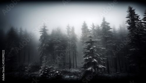 Moody moutain forest illustration