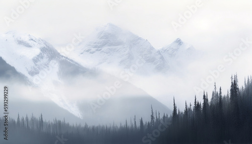 Moody moutain forest illustration snow © Luke