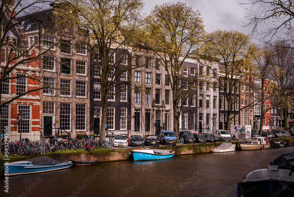 Cityscape in the historic city of Amsterdam.