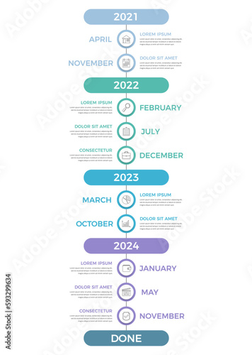 Vertical timeline infographics template with place for years and months, vector eps10 illustration