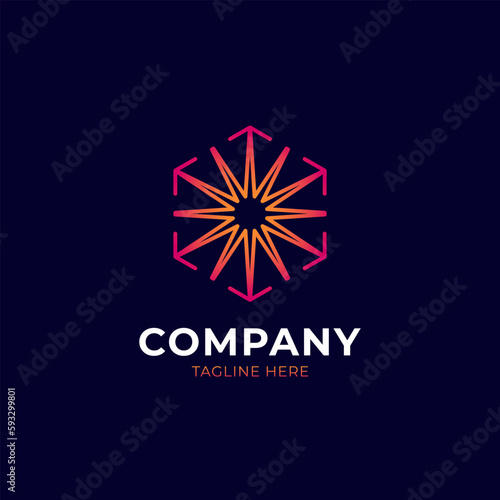 Clever Shield Arrow Sun Logo Template