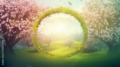 Enchanted Landscape - Fantasy Garden Background with Copy Space