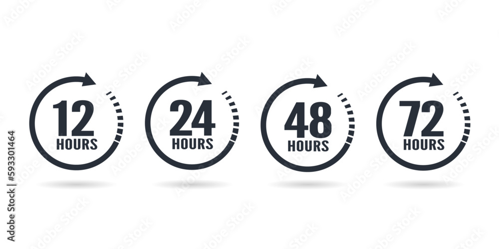 Obraz premium 12, 24, 48, and 72 Hours clock icon vector