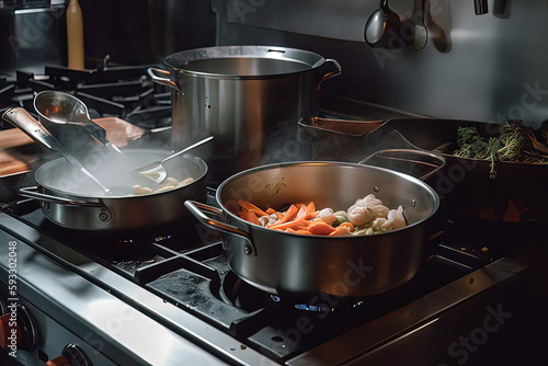 Cooking a dish in a restaurant