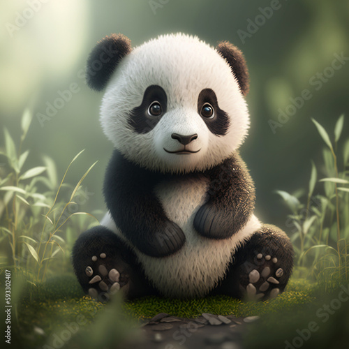 cute and cuddly panda bear sitting on the floor