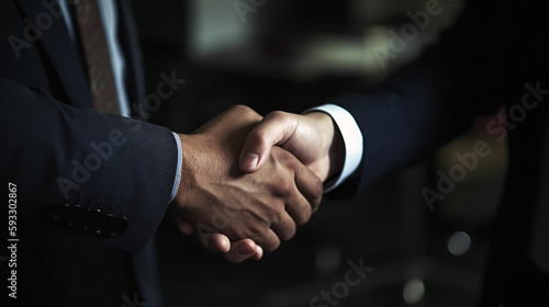 Businessman Sealing a Vital Business Partnership with Firm Handshake generative ai