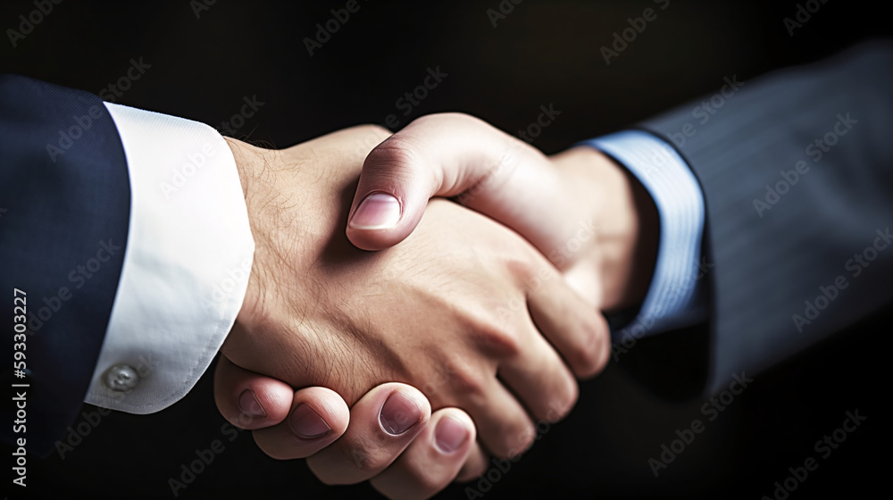Obraz premium Focused Businessman Sealing an Important Deal with Handshake generative ai