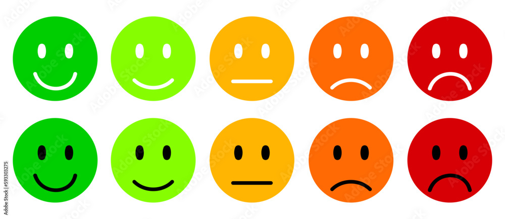 Fototapeta premium Set colored faces emoticon icons, cartoon emoticons - vector