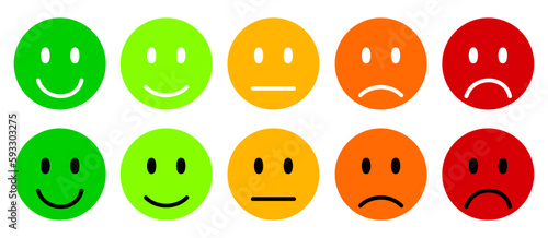 Set colored faces emoticon icons, cartoon emoticons - vector