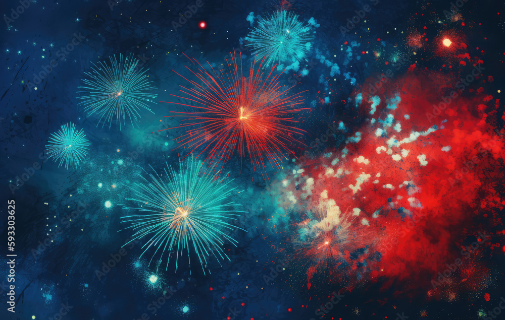 Fototapeta premium Bright colored art firework on colorful background