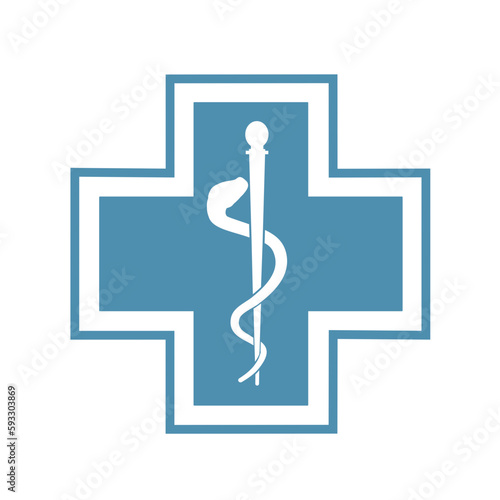 caduceus medical symbol on white background, aesculapian snake, Emt paramedic logo vector image